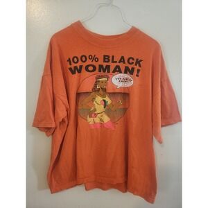 Vintage 100% Black Woman T-shirt Center Star Single Stitch Faded Tag